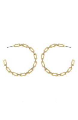 Panacea Crystal Link Hoop Earrings in Gold