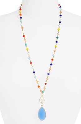 Panacea Crystal Teardrop Pendant Necklace in Blue