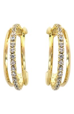 Panacea Crystal Triple Hoop Earrings in Gold