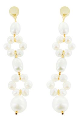 Panacea Freshwater Pearl Floral Drop Earrings in White