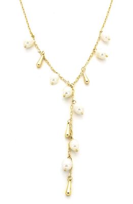 Panacea Freshwater Pearl Y-Necklace in White/Gold