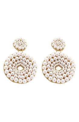 Panacea Imitation Pearl Circle Drop Earrings in White