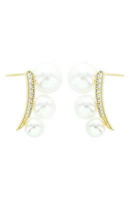 Panacea Imitation Pearl Linear Earrings in White