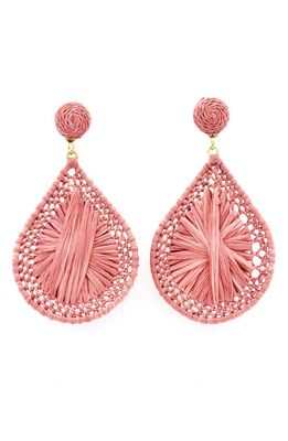 Panacea Raffia Drop Earrings in Pink