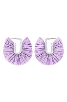 Panacea Raffia Fan Hoop Earrings in Purple
