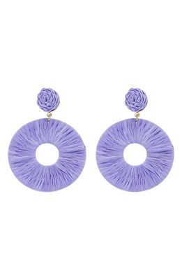 Panacea Raffia Statement Earrings in Purple