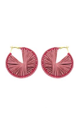 Panacea Raffia Wrapped Hoop Earrings in Pink