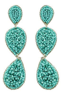 Panacea Seed Bead Teardrop Earrings in Turquoise