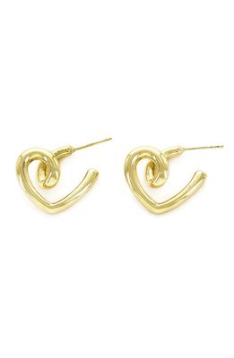 Panacea Twisted Heart Hoop Earrings in Gold