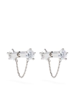 Panconesi Crystal Barbell chain-detail earring - Silver