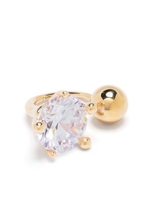 Panconesi crystal-embellished open-front ring - Gold