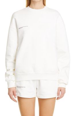 PANGAIA 365 Signature Gender Inclusive Recycled & Organic Cotton Crewneck Sweatshirt in Off-White