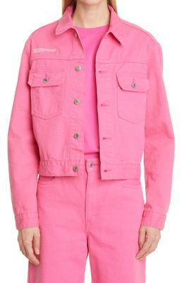 PANGAIA Unisex Crop PPRMINT Organic Cotton & Hemp Denim Jacket in Flamingo Pink