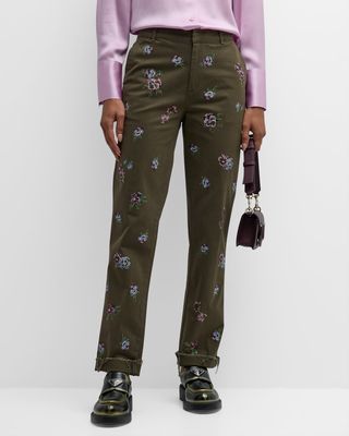 Pansies Chino Pants with Crystal Embellished Detail