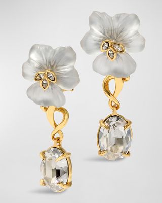 Pansy Lucite Crystal Drop Post Earrings