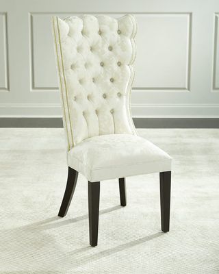 Pantages Damask Dining Chair, Ivory