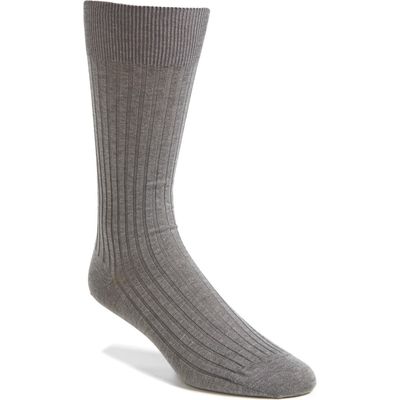 Pantherella Cotton Blend Mid Calf Dress Socks in Mid Grey 