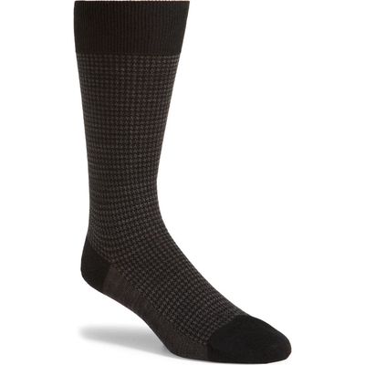 Pantherella Highbury Houndstooth Dress Socks in Black 