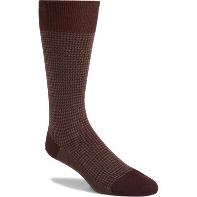 Pantherella Highbury Houndstooth Dress Socks in Maroon 