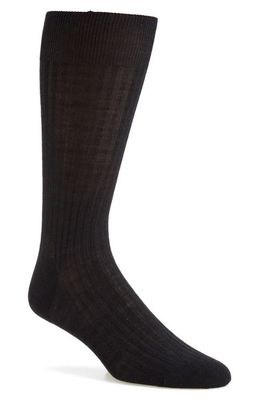 Pantherella Merino Wool Blend Dress Socks in Black