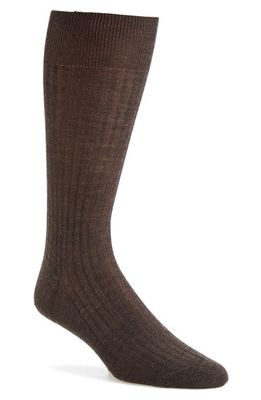 Pantherella Merino Wool Blend Dress Socks in Dk Brown Mix