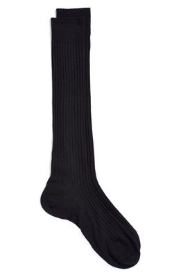 Pantherella Merino Wool Blend Knee High Dress Socks in Black 