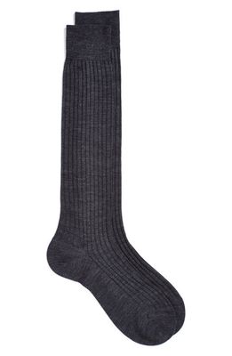Pantherella Merino Wool Blend Over-the-Knee Dress Socks in Charcoal