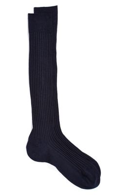 Pantherella Merino Wool Blend Over-the-Knee Dress Socks in Navy