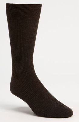 Pantherella Merino Wool Mid Calf Dress Socks in Dark Brown 08