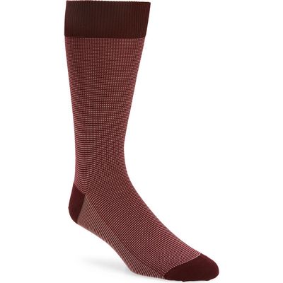 Pantherella Tewkesbury Cotton Blend Bird's Eye Dress Socks in Burgundy 