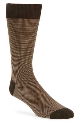 Pantherella Tewkesbury Cotton Blend Bird's Eye Dress Socks in Dark Brown Mix