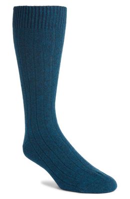 Pantherella Waddington Cashmere Blend Dress Socks in Dk Turquoise Mix