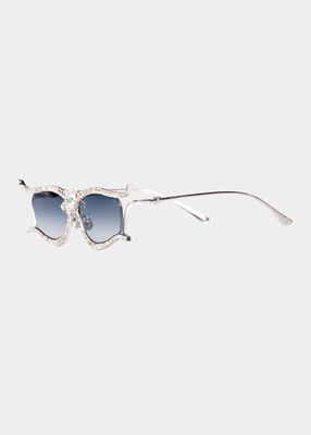 Pantheress Titanium & Crystal Cat-Eye Sunglasses