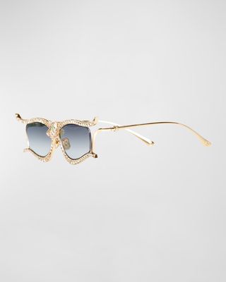 Pantheress Titanium-Crystal Cat-Eye Sunglasses