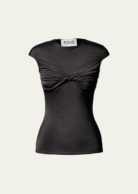 Paola Shiny Twist-Front Top