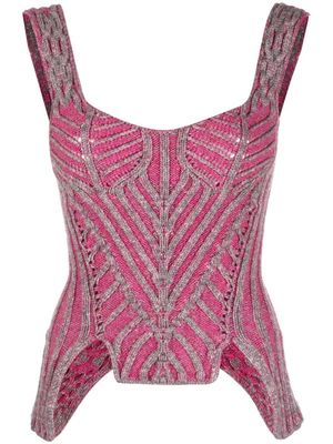 Paolina Russo contrast-trimmed knitted top - Pink