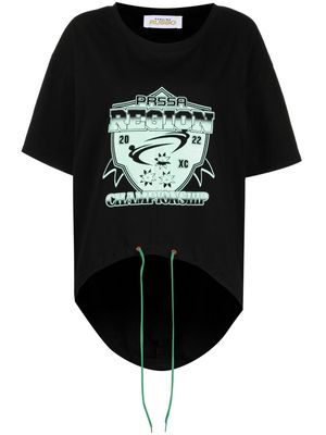 Paolina Russo graphic-print drawstring T-shirt - Black