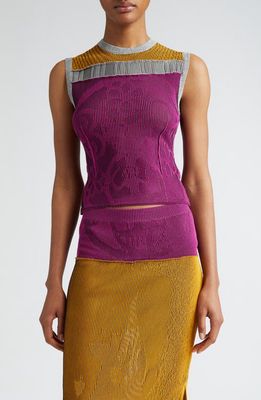 Paolina Russo Patchwork Illusion Colorblock Tank in Carrot/Grappe