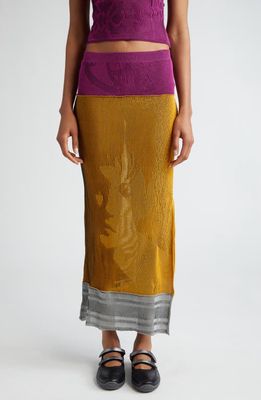 Paolina Russo Patchwork Illusion Rib Maxi Skirt in Carrot/Grappe