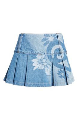 Paolina Russo Print Denim Miniskirt in Blue Denim