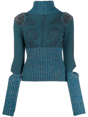 Paolina Russo ribbed-knit cut-out jumper - Blue