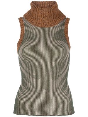 Paolina Russo ribbed-knit roll-neck top - Green