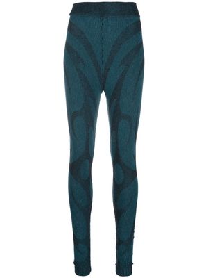 Paolina Russo ribbed-knit virgin wool leggings - Blue