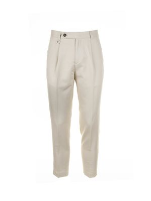 Paolo Pecora Beige Trousers In Cotton And Linen Blend