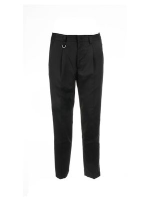 Paolo Pecora Black Trousers In Cotton And Linen Blend