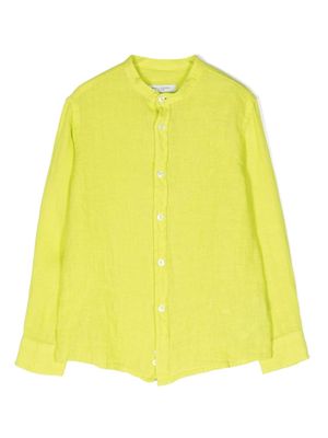 Paolo Pecora Kids band-collar linen blend shirt - Green