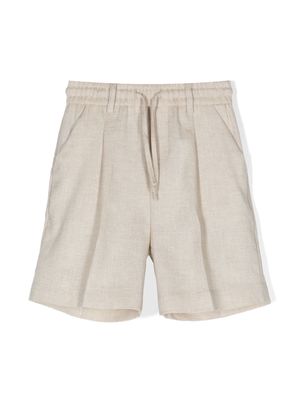 Paolo Pecora Kids dart-detail linen blend shorts - Neutrals