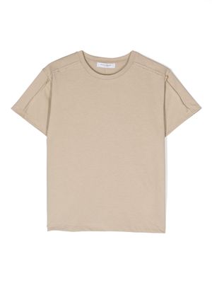 Paolo Pecora Kids detail-appliqué short-sleeve cotton T-shirt - Neutrals