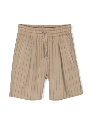 Paolo Pecora Kids drawstring-waist pinstripe shorts - Neutrals