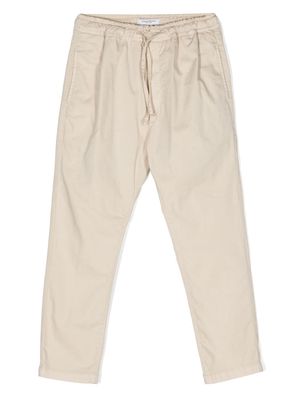 Paolo Pecora Kids drawstring-waist straight-leg chinos - Brown